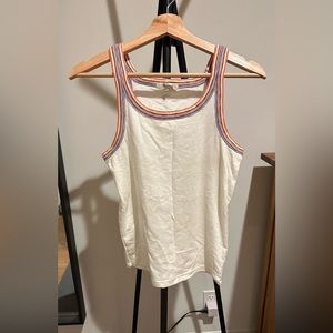 Madewell White Tank with Rainbow Detail